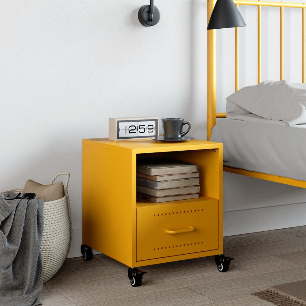 Table de chevet jaune moutarde 36x39x43,5 cm acier - XIOS