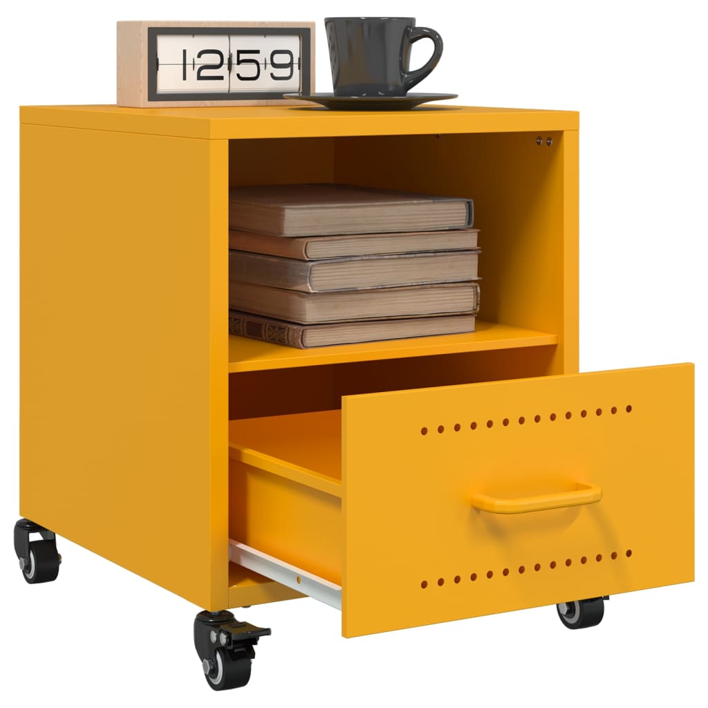 Table de chevet jaune moutarde 36x39x43,5 cm acier - XIOS