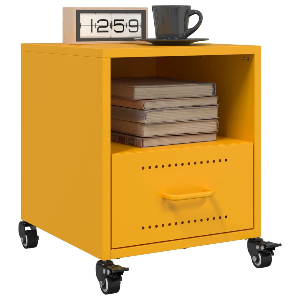 Table de chevet jaune moutarde 36x39x43,5 cm acier - XIOS