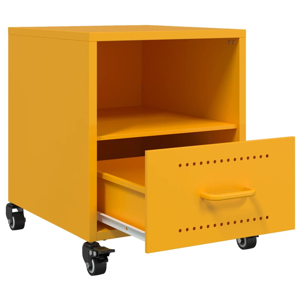 Table de chevet jaune moutarde 36x39x43,5 cm acier - XIOS
