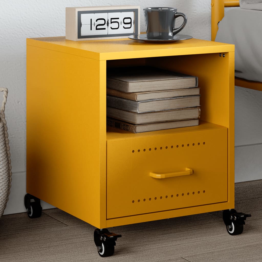Table de chevet jaune moutarde 36x39x43,5 cm acier - XIOS