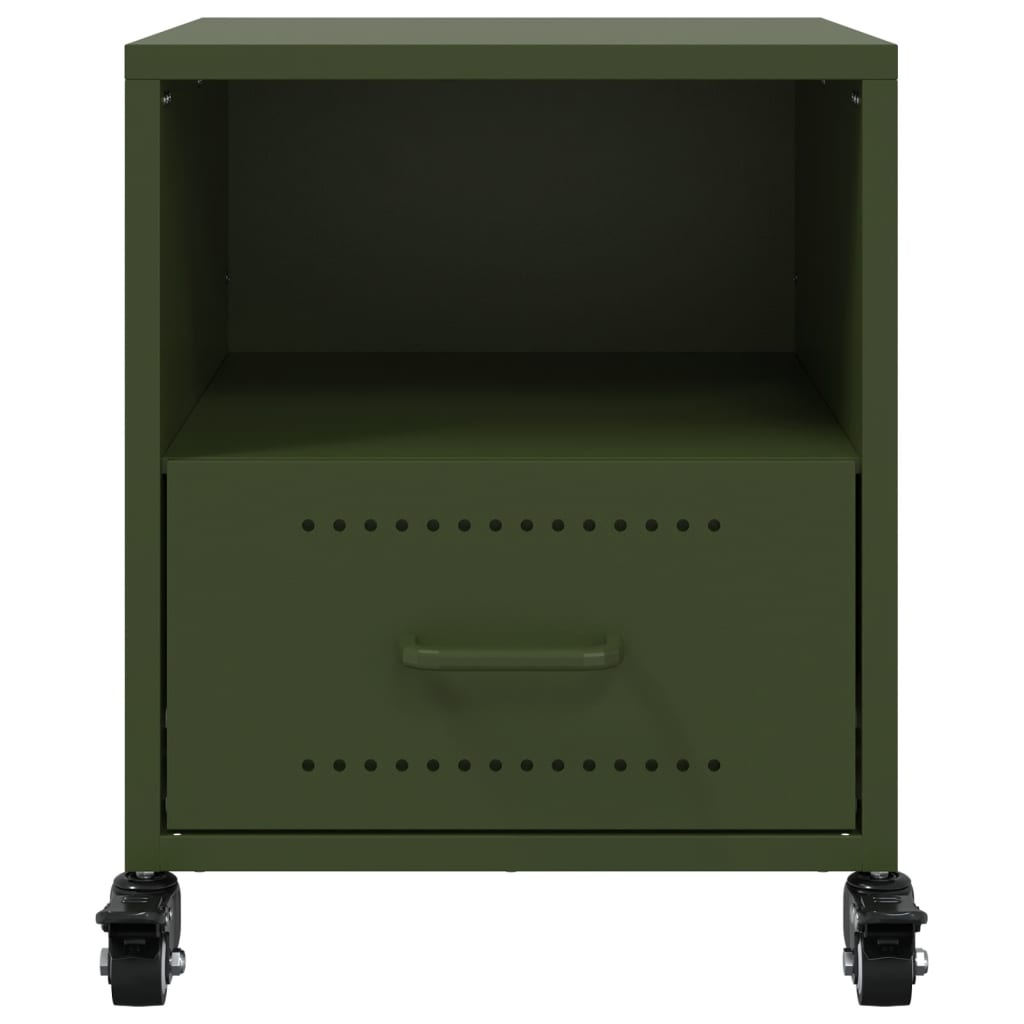Table de chevet vert olive 36x39x43,5 cm acier - XIOS