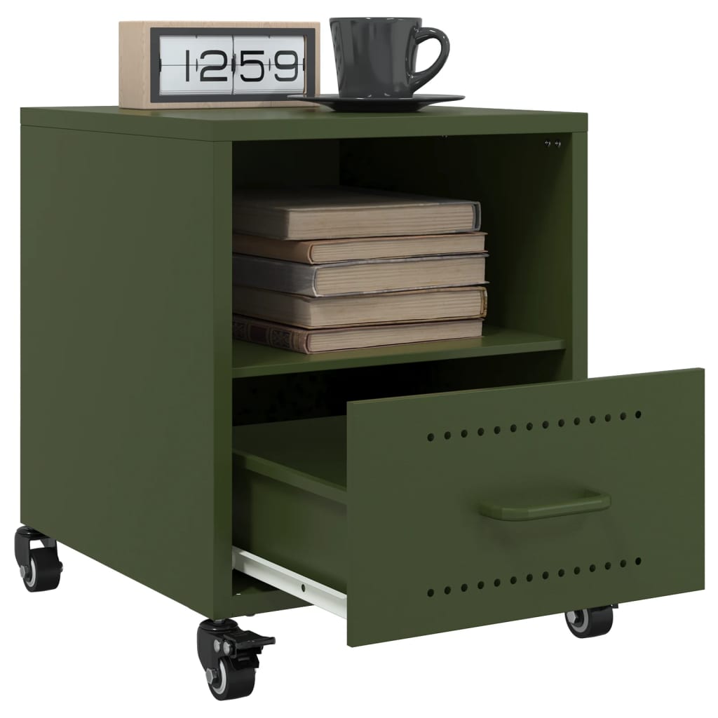 Tables de chevet 2 pcs vert olive 36x39x43,5 cm acier - XIOS