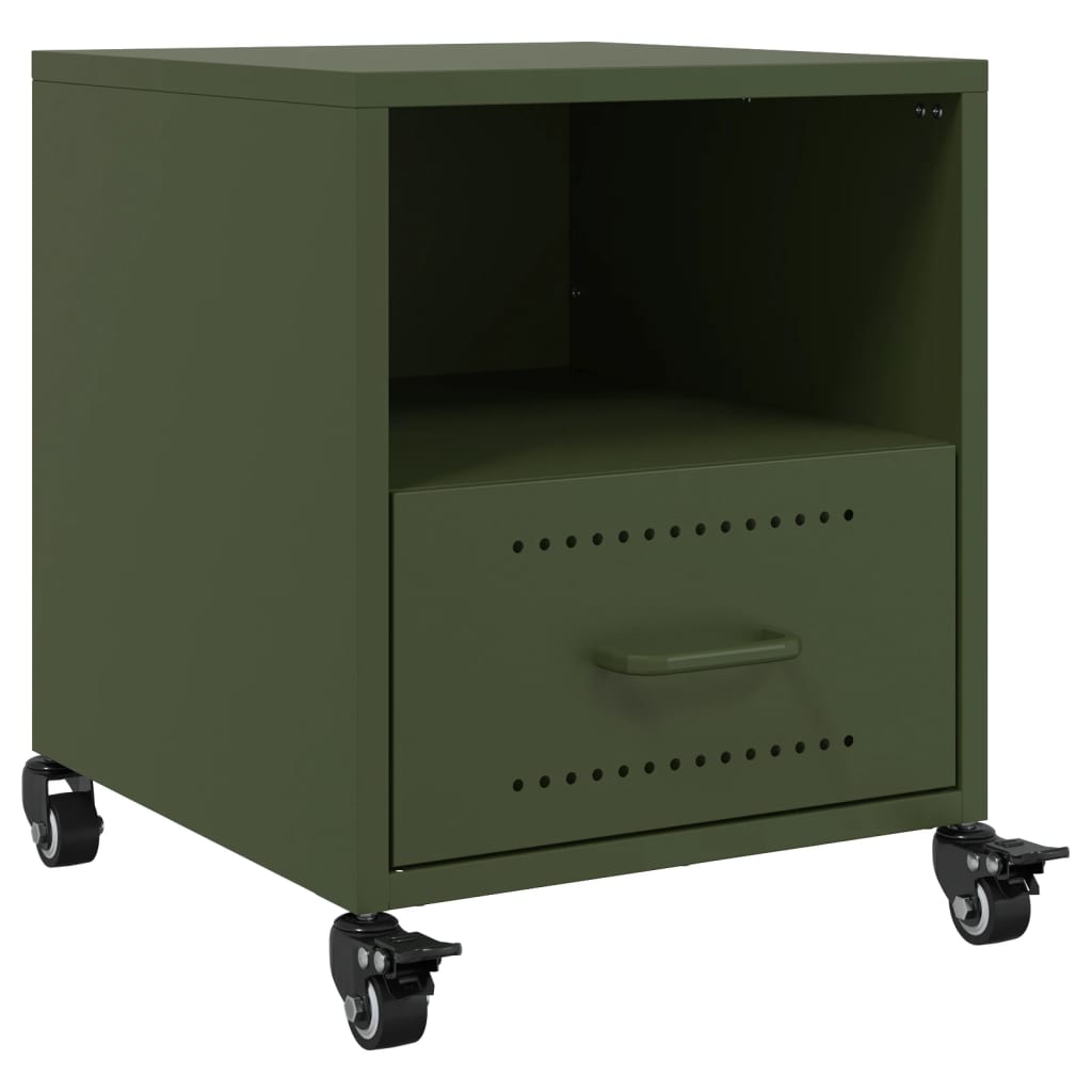 Tables de chevet 2 pcs vert olive 36x39x43,5 cm acier - XIOS