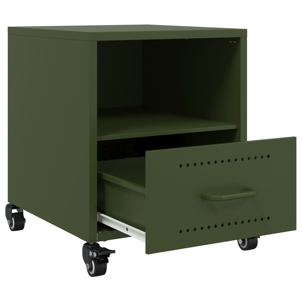 Tables de chevet 2 pcs vert olive 36x39x43,5 cm acier - XIOS