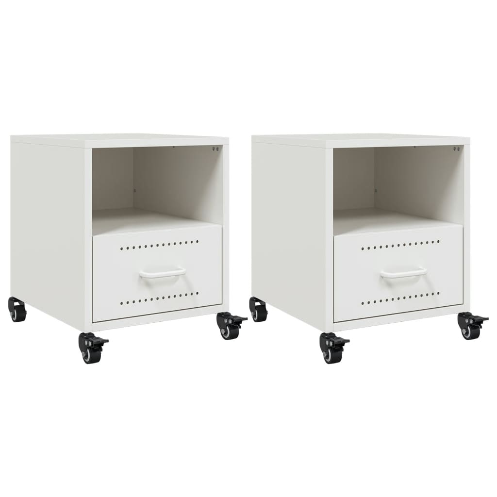 Tables de chevet 2 pcs blanc 36x39x43,5 cm acier - XIOS