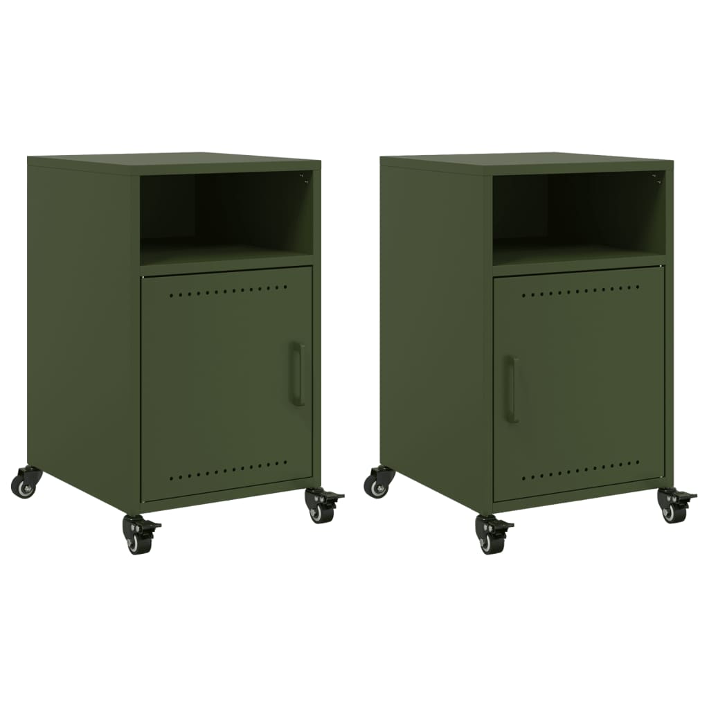 Tables de chevet 2 pcs vert olive 36x39x59 cm acier - XIOS