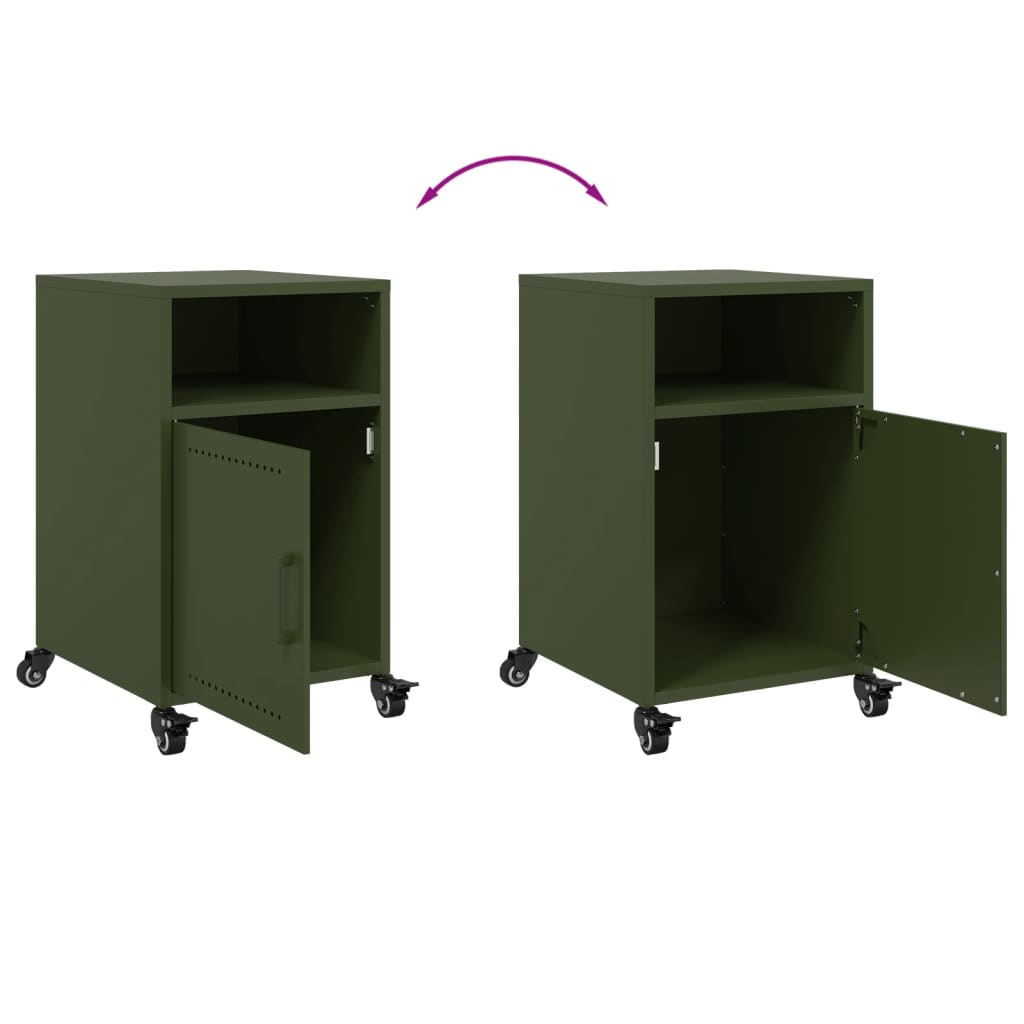 Tables de chevet 2 pcs vert olive 36x39x59 cm acier - XIOS