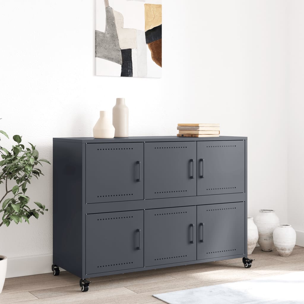 Buffet anthracite 100,5x39x72 cm acier