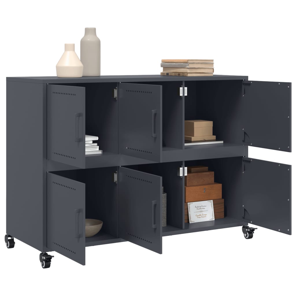 Buffet anthracite 100,5x39x72 cm acier