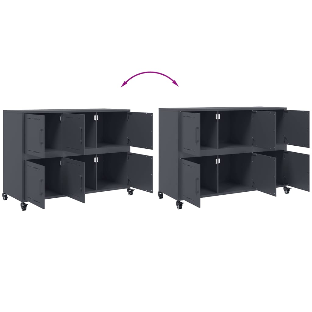 Buffet anthracite 100,5x39x72 cm acier