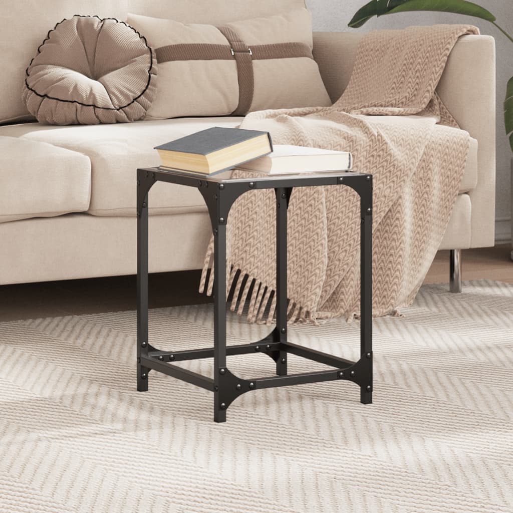 Table basse avec dessus en verre transparent 30x30x40 cm acier - XIOS