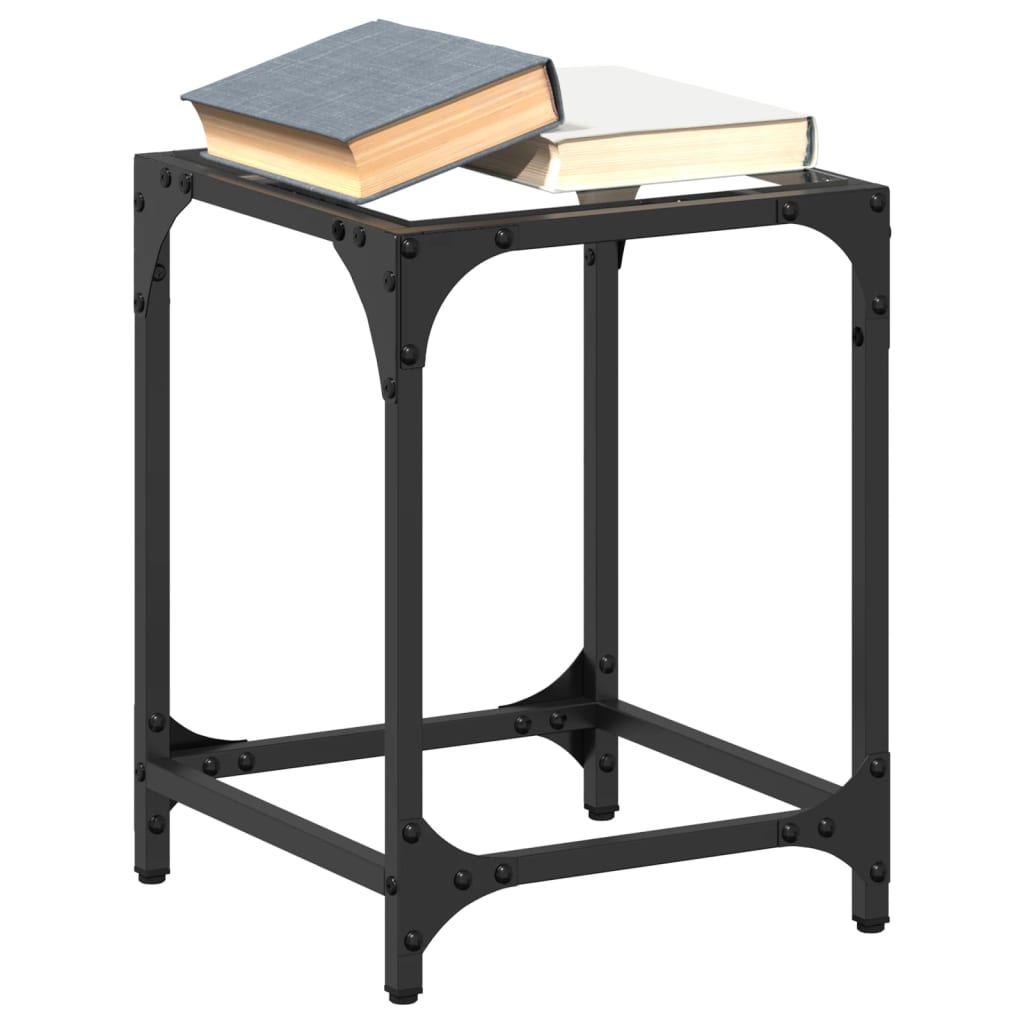 Table basse avec dessus en verre transparent 30x30x40 cm acier - XIOS