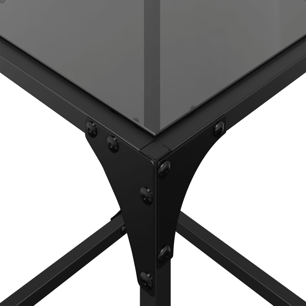 Tables basses avec dessus en verre noir 2 pcs 30x30x40 cm acier - XIOS