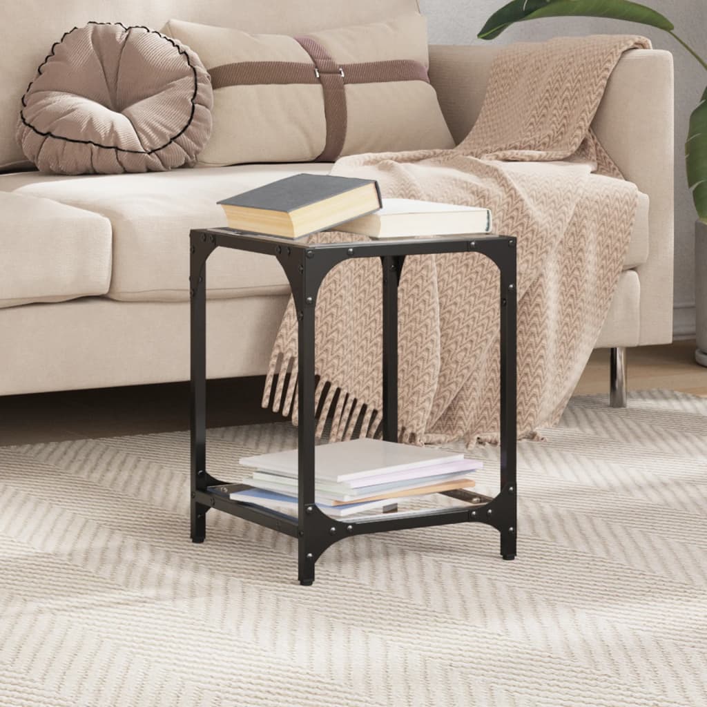 Table basse avec dessus en verre transparent 30x30x40 cm acier - XIOS