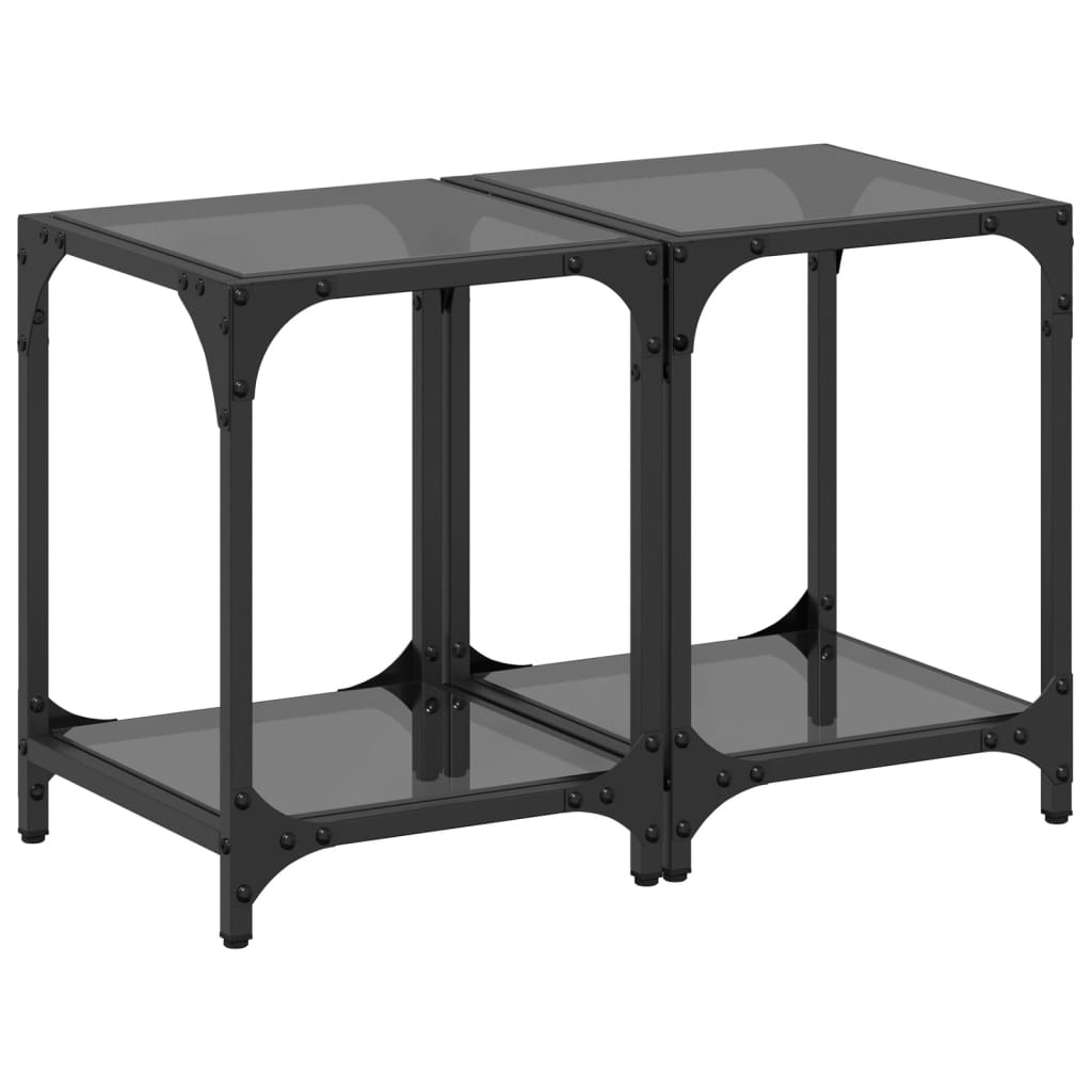 Tables basses avec dessus en verre noir 2 pcs 30x30x40 cm acier - XIOS