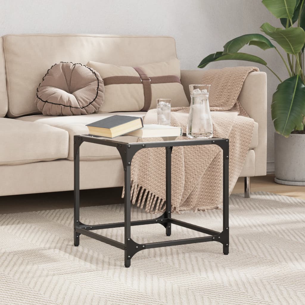 Table basse avec dessus en verre transparent 40x40x40 cm acier - XIOS