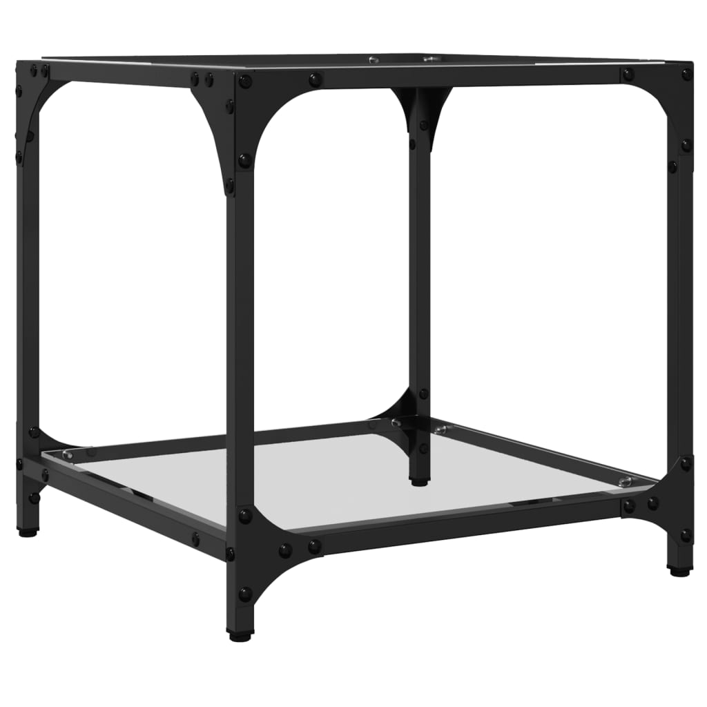 Table basse avec dessus en verre transparent 40x40x40 cm acier - XIOS