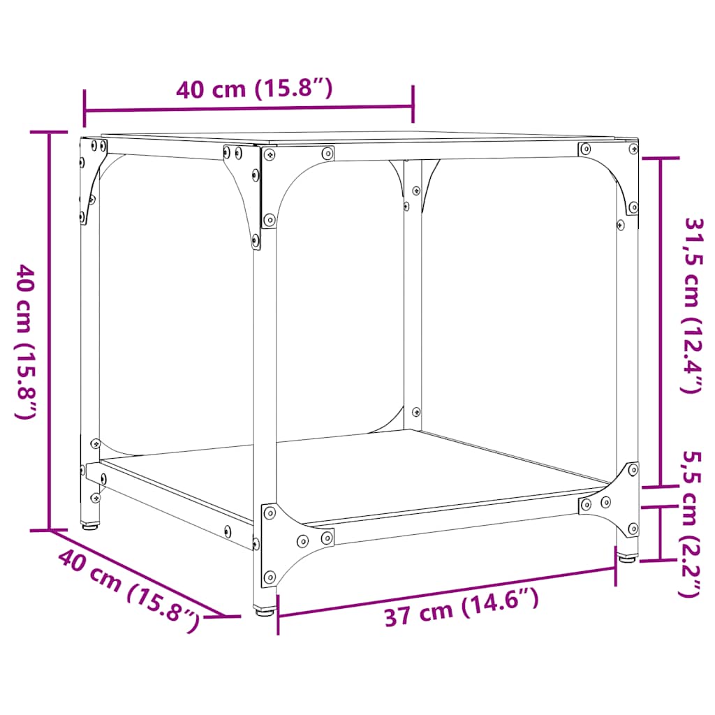 Tables basses avec dessus en verre transparent 2 pcs acier - XIOS