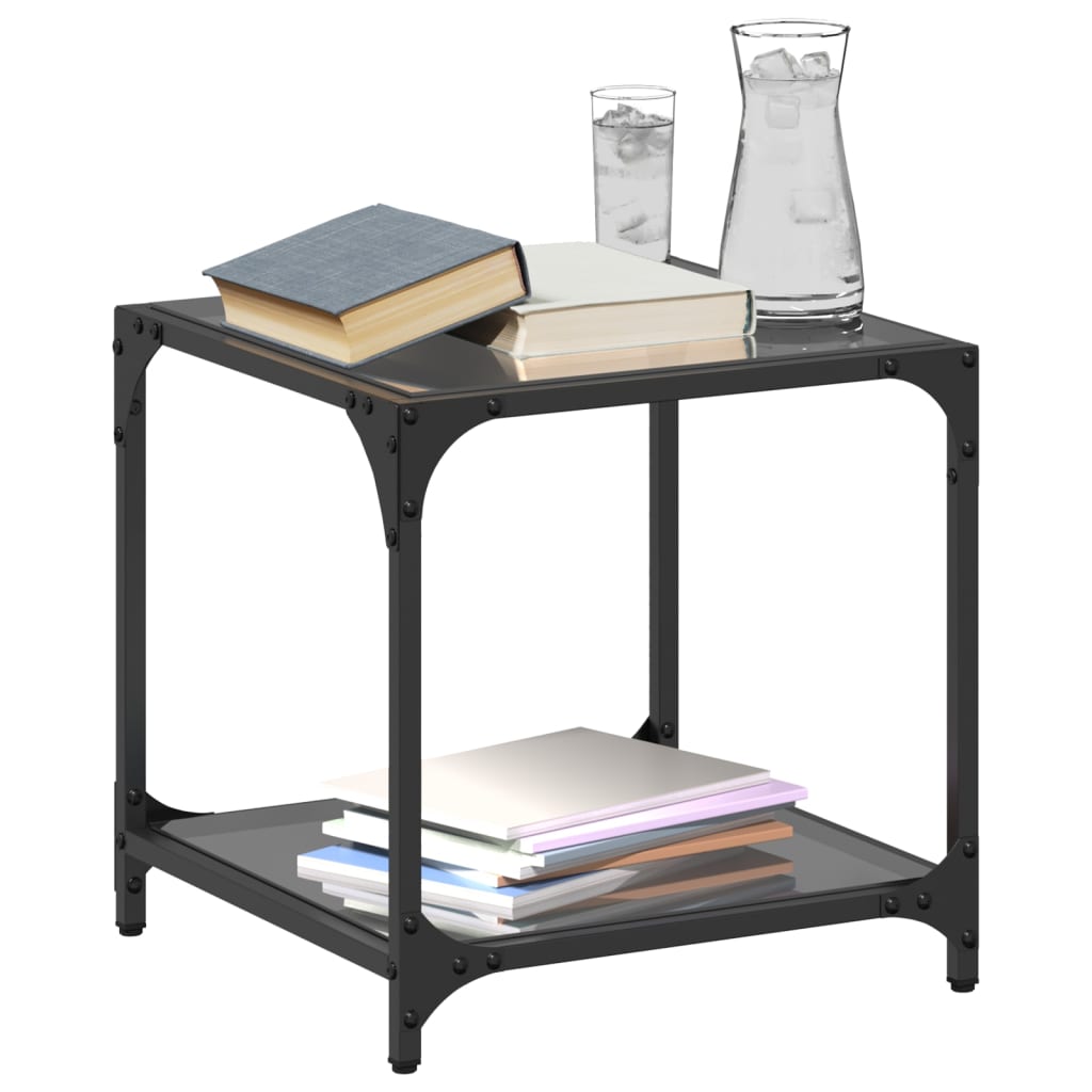 Tables basses avec dessus en verre noir 2 pcs 40x40x40 cm acier - XIOS