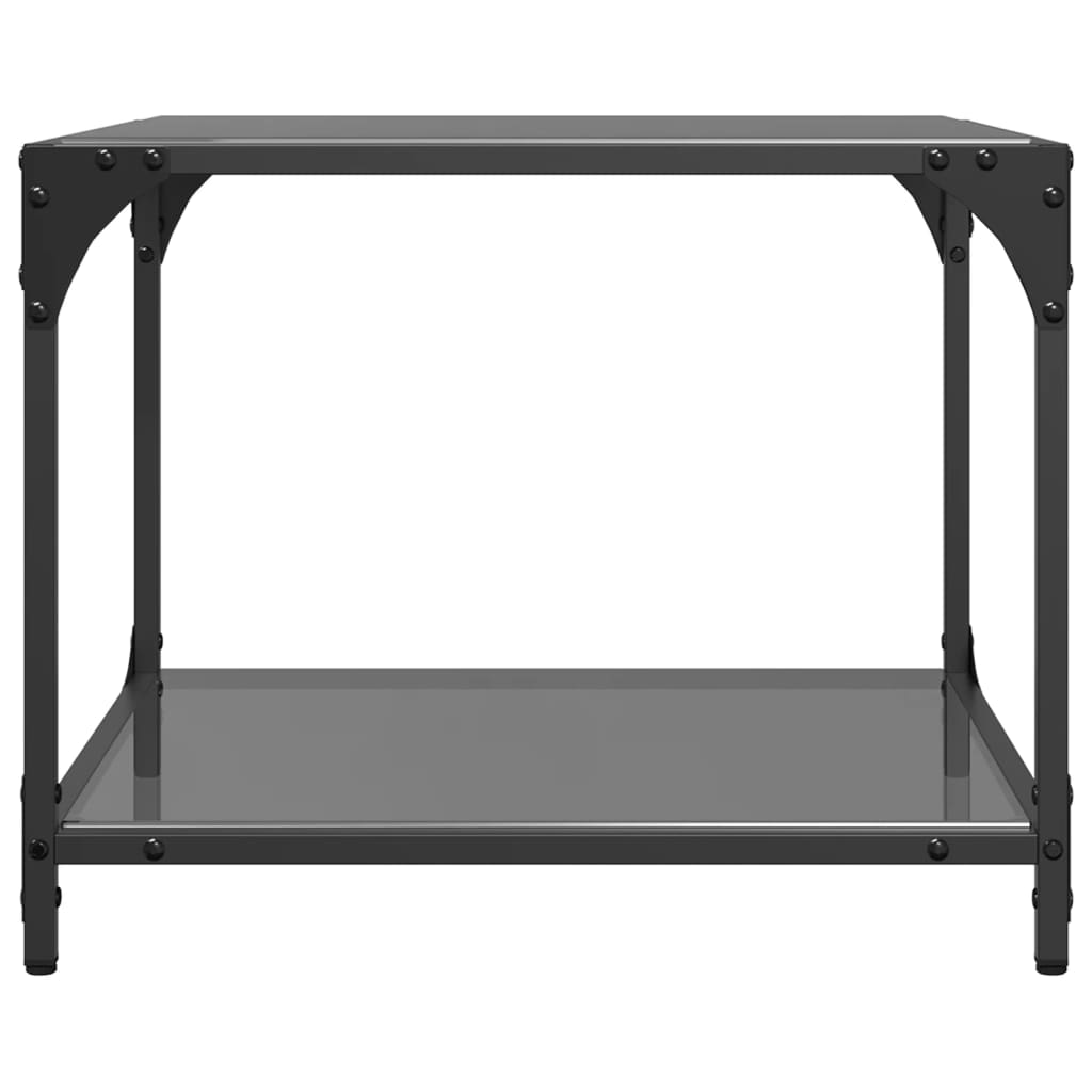 Tables basses avec dessus en verre noir 2 pcs 50x50x40 cm acier - XIOS