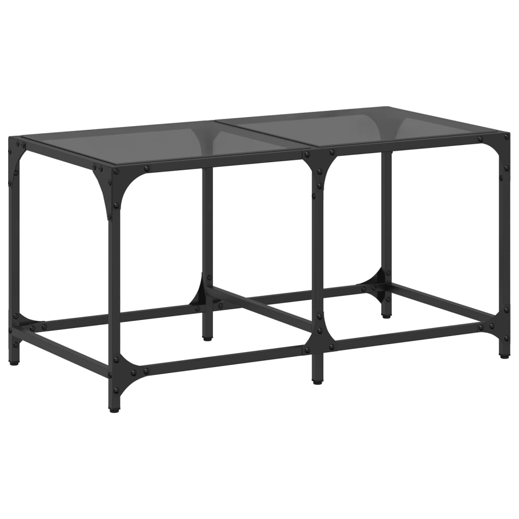 Table basse avec dessus en verre noir 78,5x40x40 cm acier - XIOS