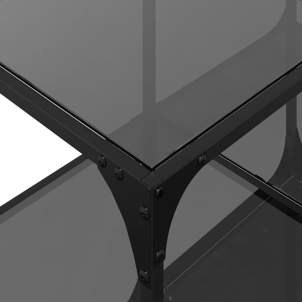 Table basse avec dessus en verre noir 78,5x40x40 cm acier - XIOS