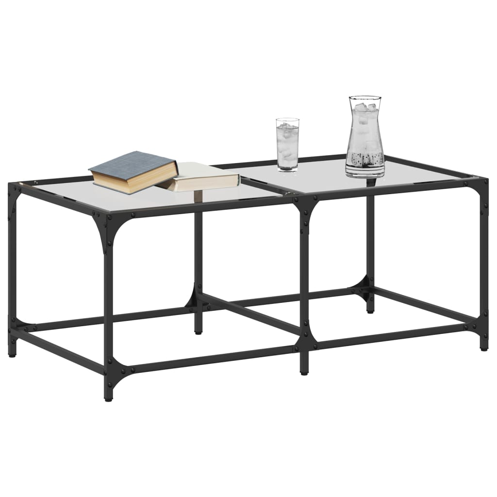 Table basse avec dessus en verre transparent 98,5x50x40cm acier - XIOS