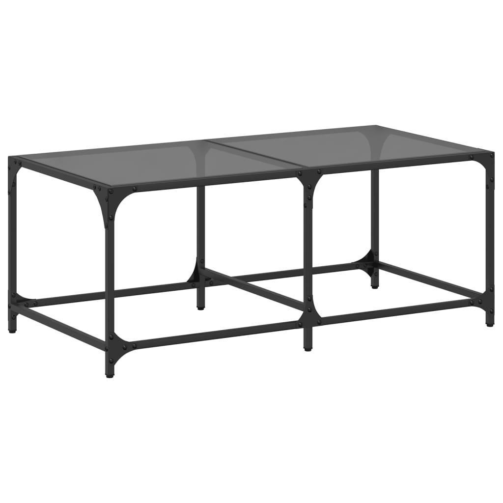 Table basse avec dessus en verre noir 98,5x50x40 cm acier - XIOS