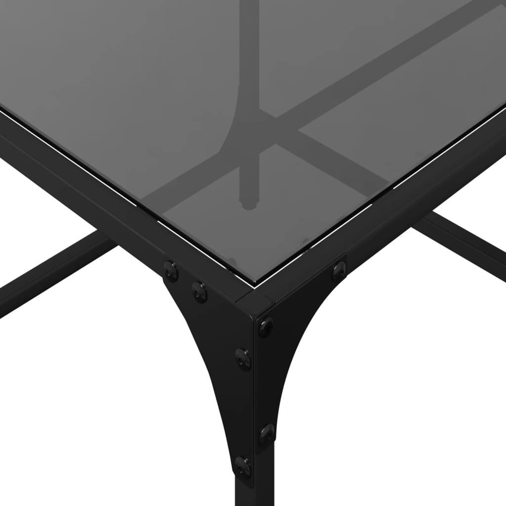 Table basse avec dessus en verre noir 98,5x50x40 cm acier - XIOS