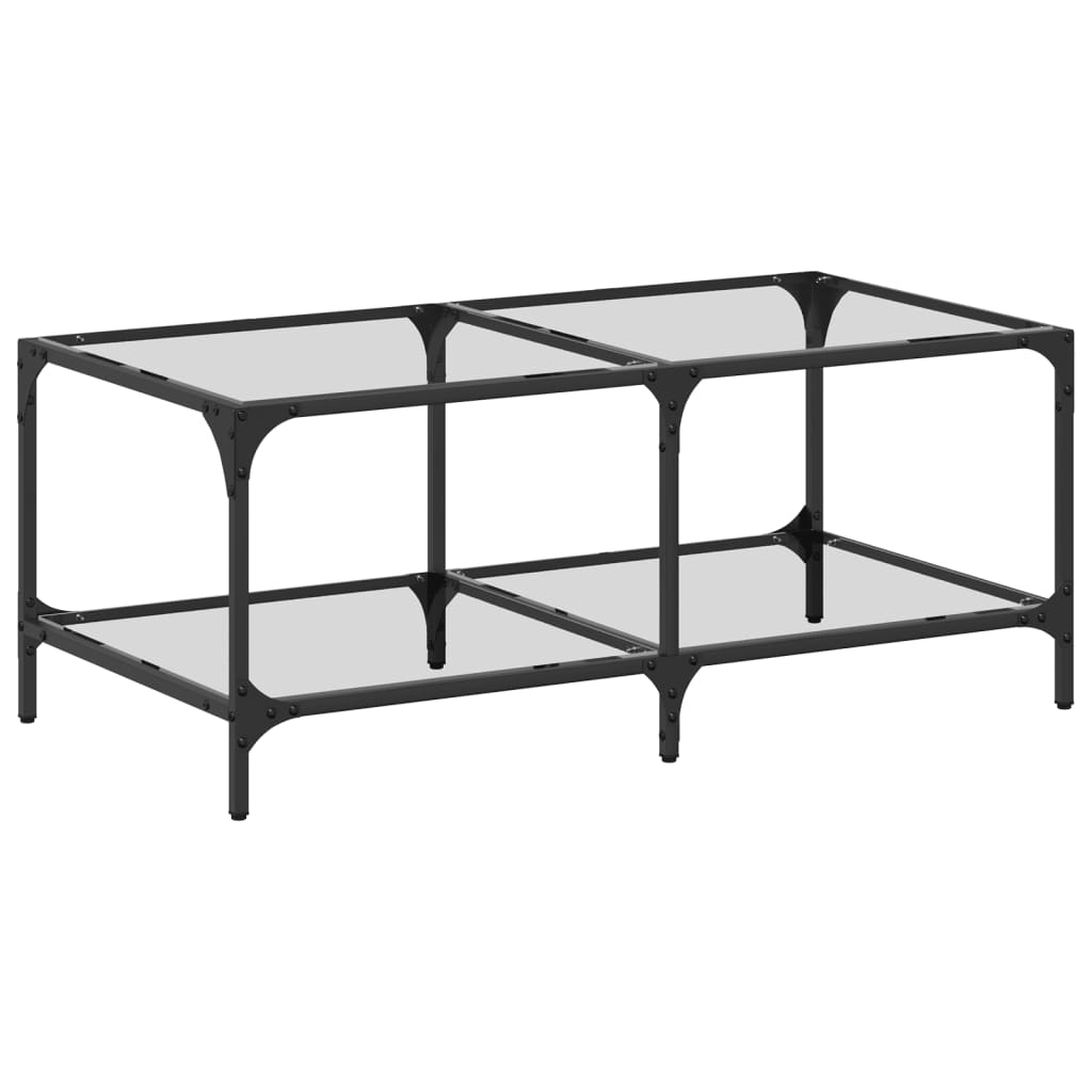 Table basse avec dessus en verre transparent 98,5x50x40cm acier - XIOS