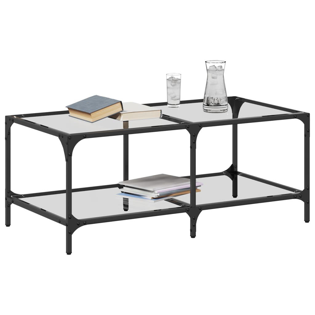 Table basse avec dessus en verre transparent 98,5x50x40cm acier - XIOS