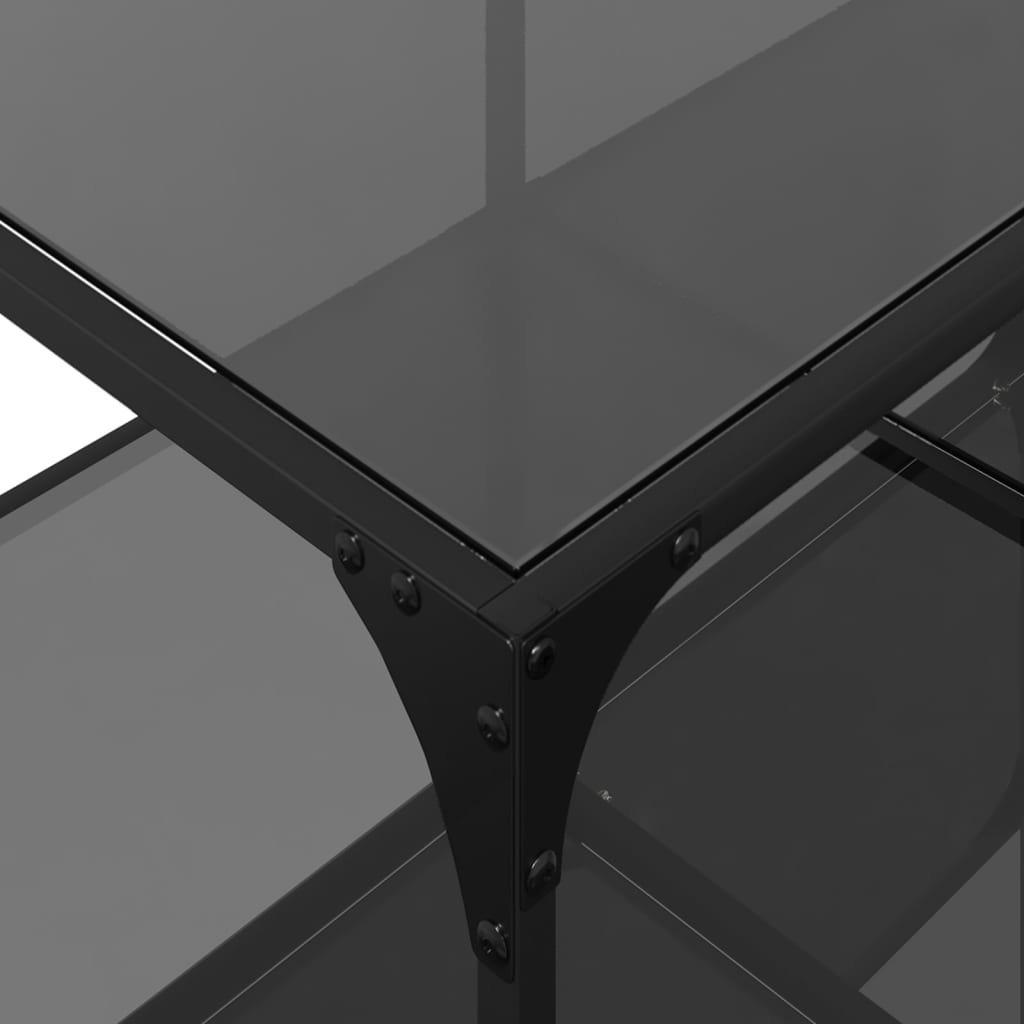 Table basse avec dessus en verre noir 98,5x50x40 cm acier - XIOS
