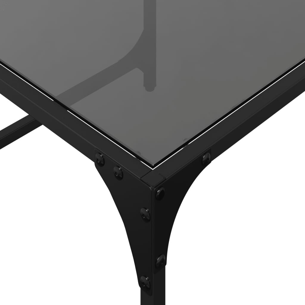 Tables basses gigognes 2 pcs dessus en verre noir acier - XIOS