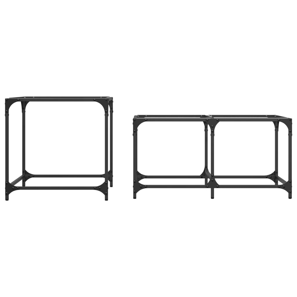 Tables basses gigognes 2 pcs dessus en verre transparent acier - XIOS