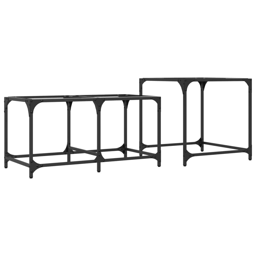 Tables basses gigognes 2 pcs dessus en verre transparent acier - XIOS