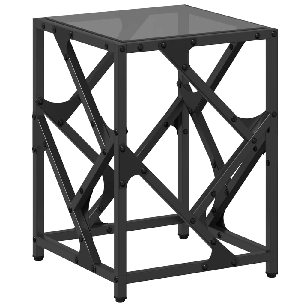 Table basse avec dessus en verre noir 30x30x41 cm acier - XIOS