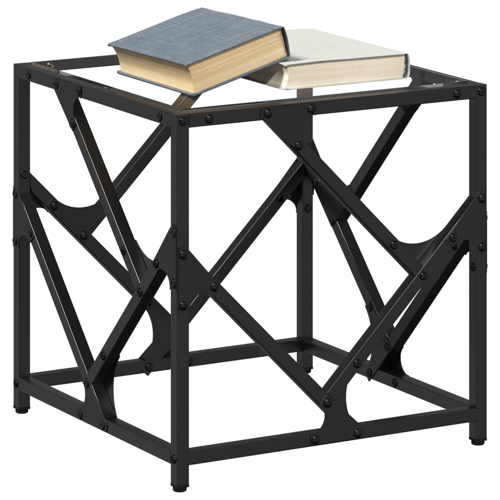 Table basse avec dessus en verre transparent 40x40x41 cm acier - XIOS