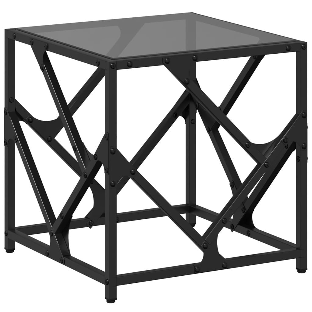 Table basse avec dessus en verre noir 40x40x41 cm acier - XIOS