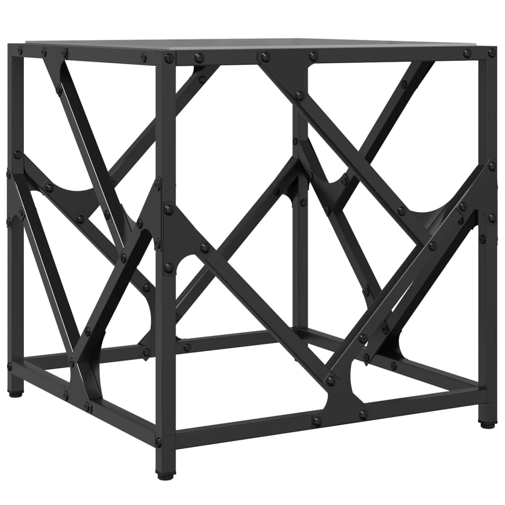 Table basse avec dessus en verre noir 40x40x41 cm acier - XIOS