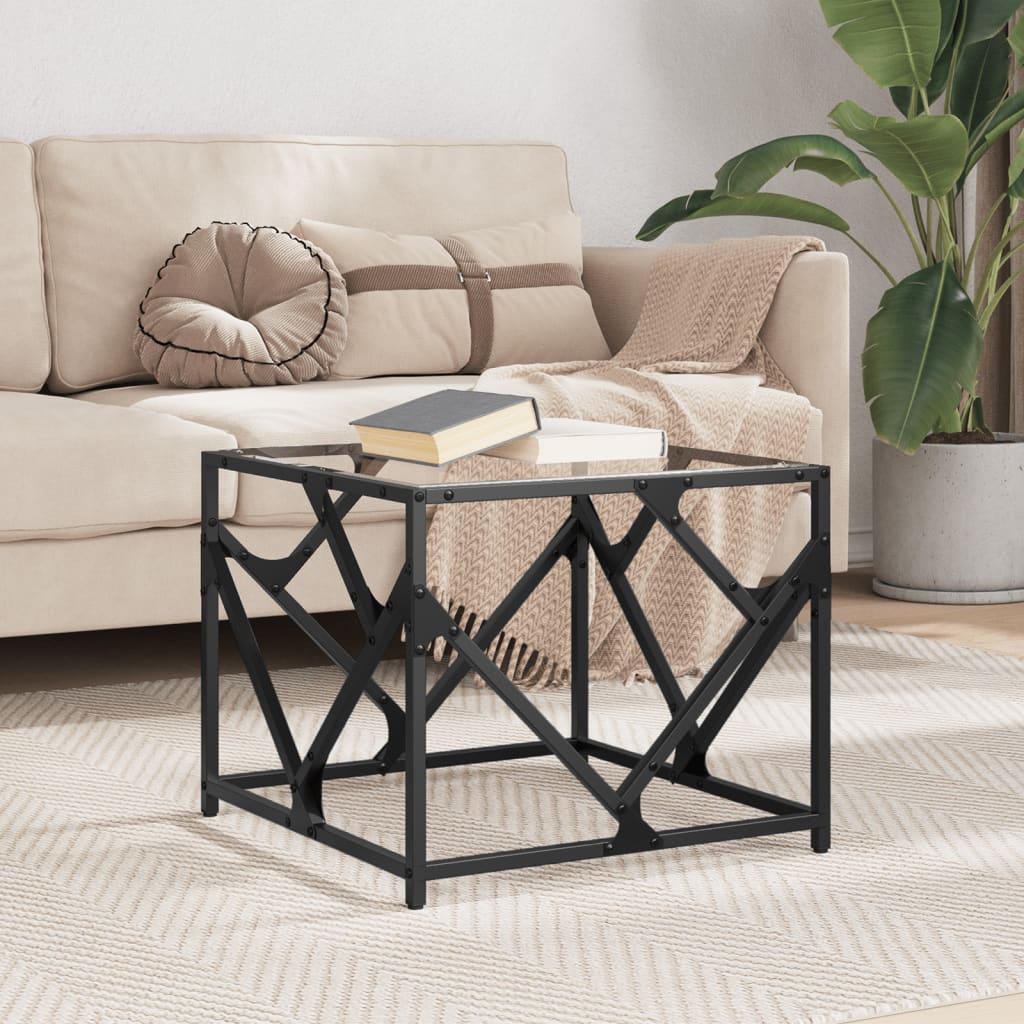 Table basse avec dessus en verre transparent 50x50x41 cm acier - XIOS