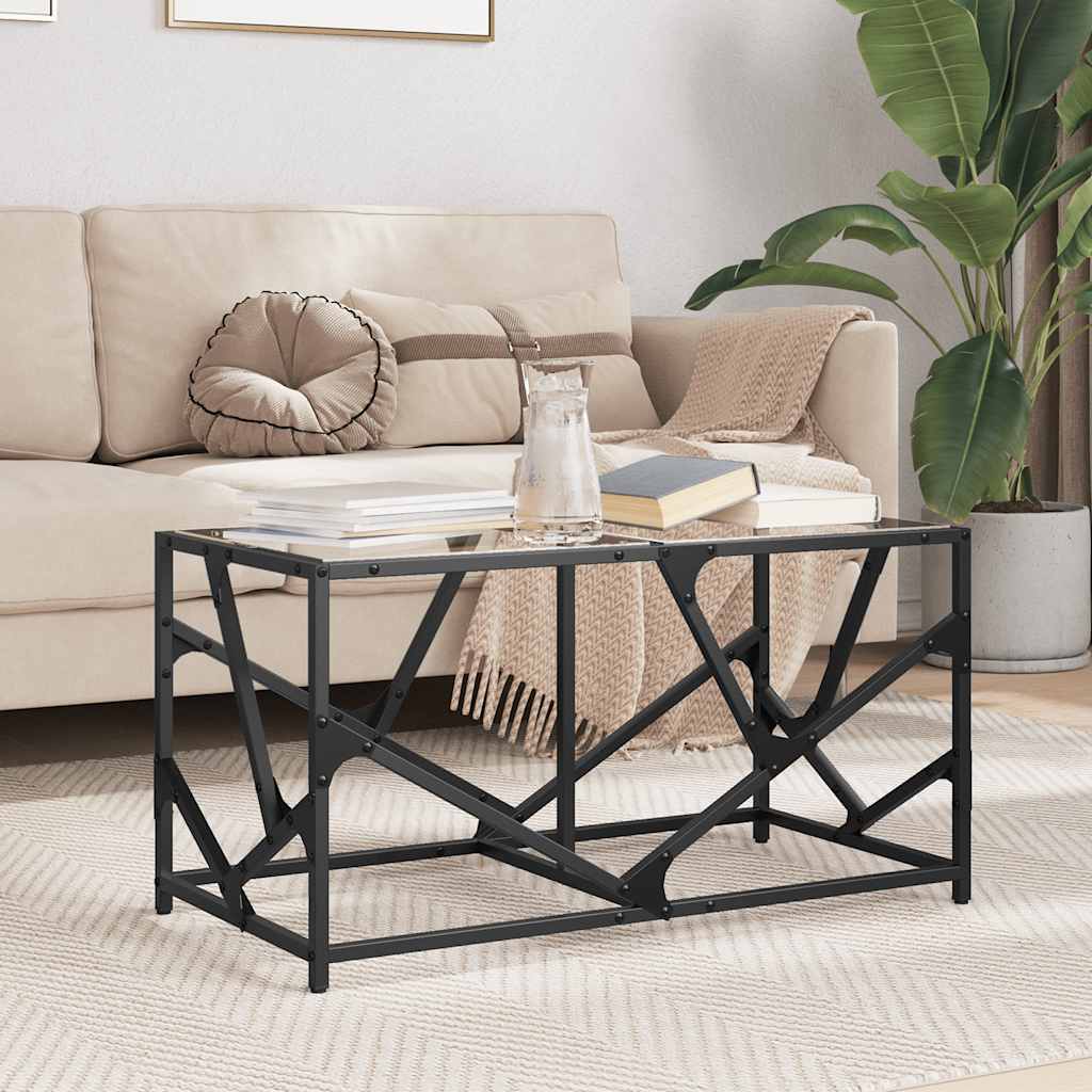 Table basse avec dessus en verre transparent 78,5x40x41cm acier - XIOS