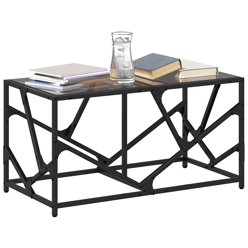 Table basse avec dessus en verre noir 78,5x40x41 cm acier - XIOS