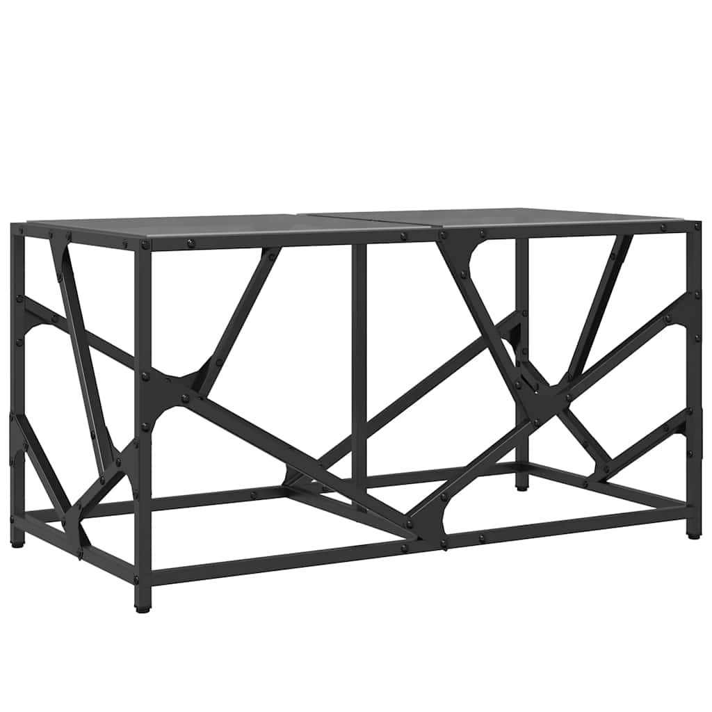 Table basse avec dessus en verre noir 78,5x40x41 cm acier - XIOS