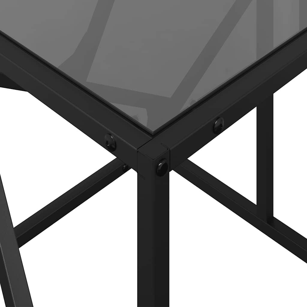 Table basse avec dessus en verre noir 78,5x40x41 cm acier - XIOS