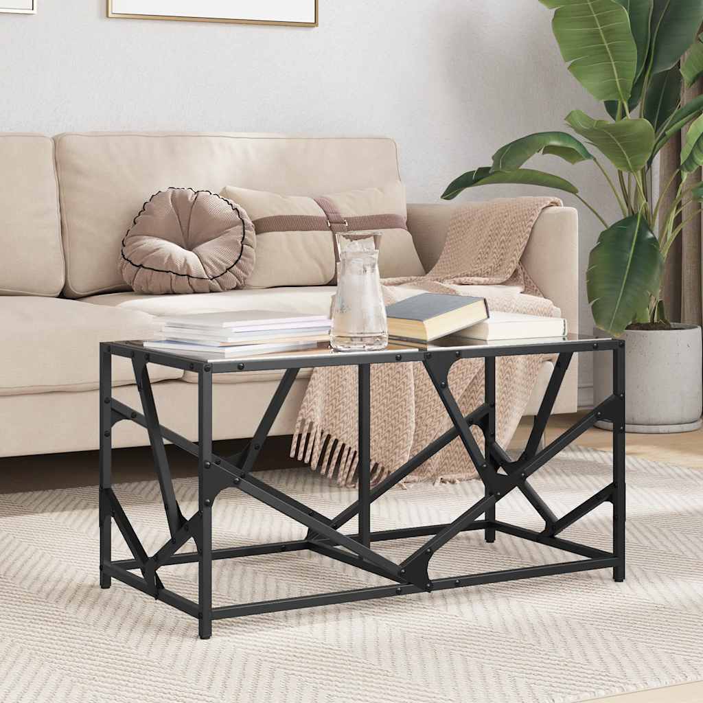 Table basse avec dessus en verre noir 78,5x40x41 cm acier - XIOS