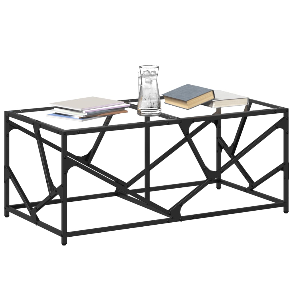 Table basse avec dessus en verre transparent 98,5x50x41cm acier - XIOS