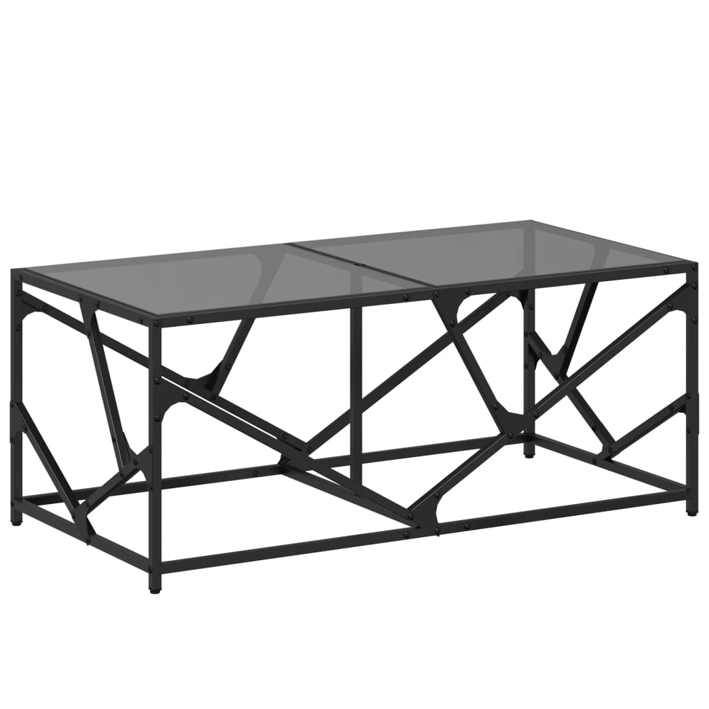 Table basse avec dessus en verre noir 98,5x50x41 cm acier - XIOS