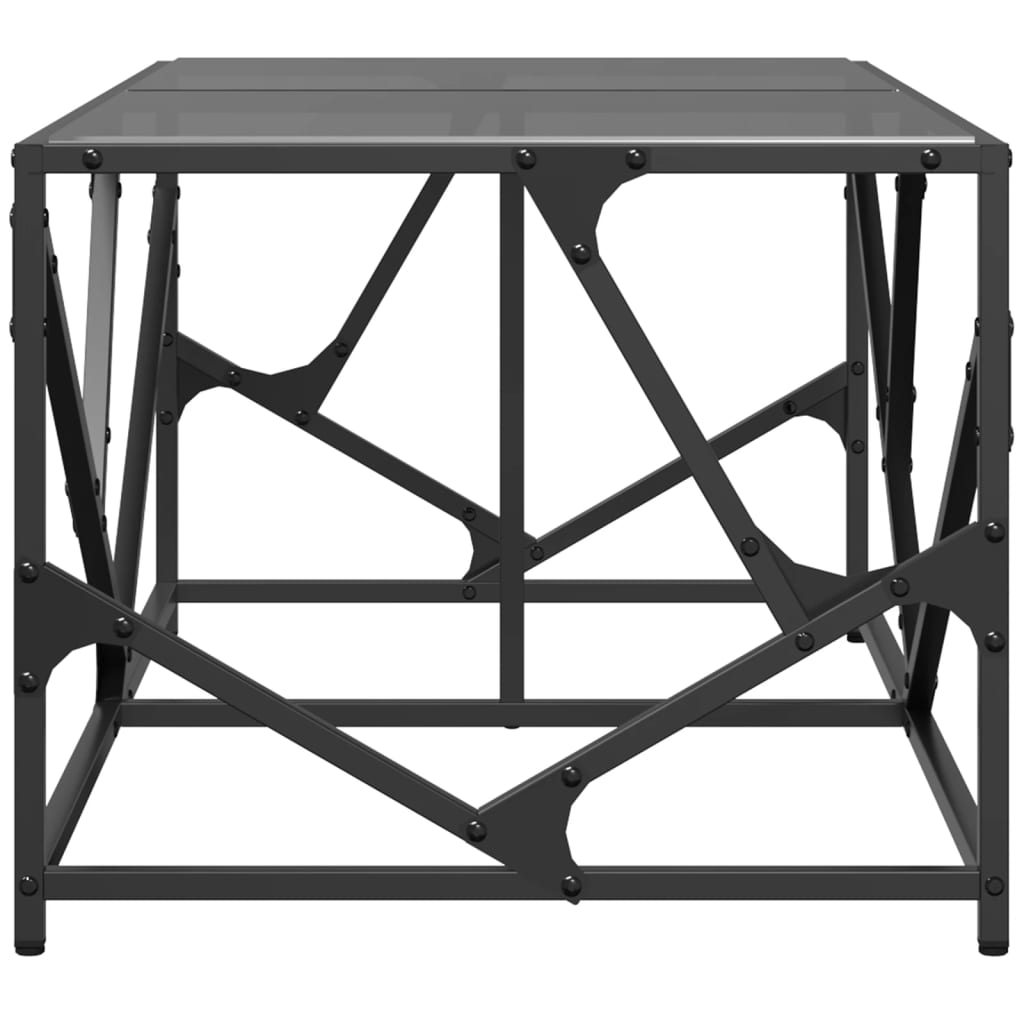 Table basse avec dessus en verre noir 98,5x50x41 cm acier - XIOS