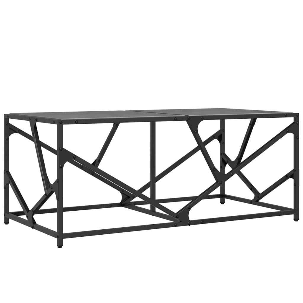 Table basse avec dessus en verre noir 98,5x50x41 cm acier - XIOS